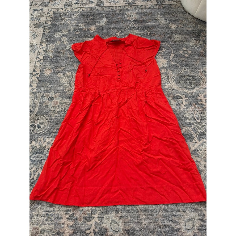 Anthropologie Maeve Women's Rayon Button Front Mini Dress Red